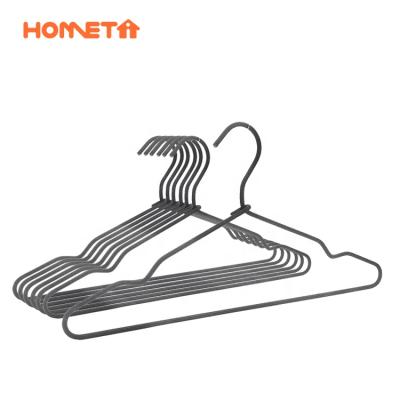 China Hometime Anti-Slip Factory Non Slip Braided Rope Hanger Black Rope Metal Wire Hangers for sale