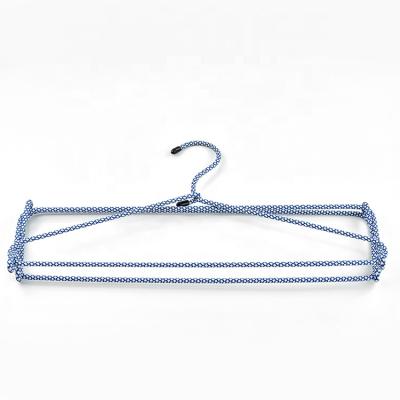 China Storage and Space Saving Foldable Multi Layer Metal Hanger Wholesale Hangers Non Slip Rope Wrapped Hooks Hanger for sale