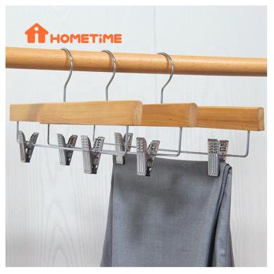 China Hot Sale Transitional Wooden Skirt Bottom Hangers With Clips Pant And Skirt Hanger Manufacturer for sale