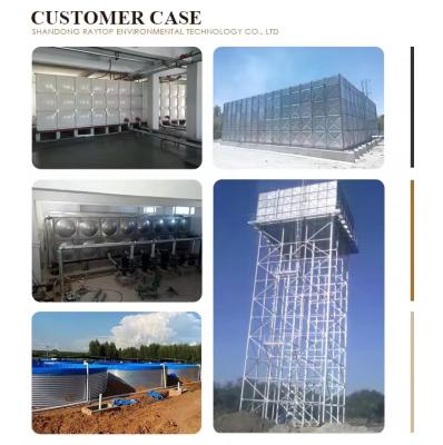 China Estructura de acero galvanizado de inmersión en caliente Tanque de agua Precio Reservorio de agua de torre de acero seccional modular elevado en venta