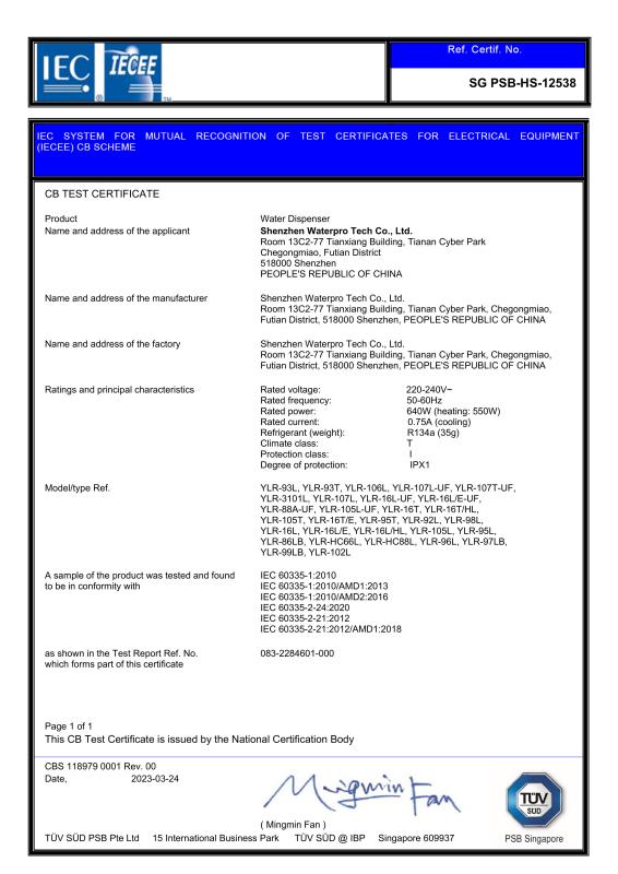 CB TEST CERTIFICATE - Shenzhen Waterpro Tech Co., Ltd.