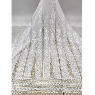 China Water Soluble White African French Guipure Lace Fabric African Party Lace Fabric Hotsale White Lace Fabric for sale