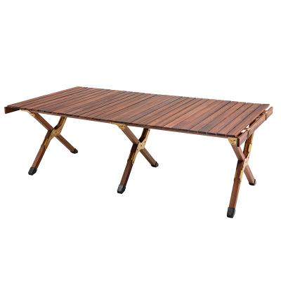 China Outdoor Solid Wood Folding Chinese Kibble Table Solid Wood Family Camping BBQ Picnic Office Outdoor Reception Table Travel Nature Rise Furniture for sale