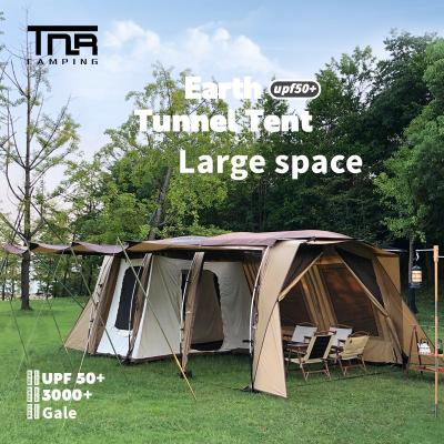 China High Quality Outdoor 4-Season Polyester Waterproof Cotton Tent Large Family Camping Tent Diagonal Tying Type 8 Person With Transparent Sunroof for sale