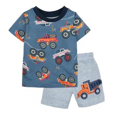 China 2021 European children's summer new breathable short sleeved clothes wholesale shorts T-shirt boys and infants clothes and American for sale