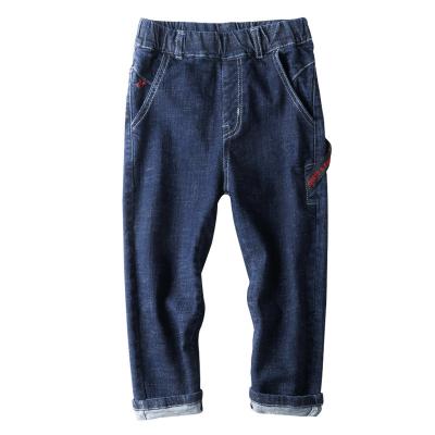 China 2021 Autumn New Boys' Breathable Jeans Middle And Big Boys Letter Printed Denim Enzyme Wash Fashion Straight Integral Jeans for sale