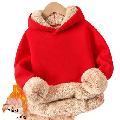 China Anti-wrinkle boys' plush hoodie Europe and America casual pullover children's middle and big children's fashion dress for sale