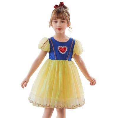 China 2021 Sleeve Embroidered Flower Lace Children's Skirt Piano Performance Dress Princess Breathable Short Series for sale