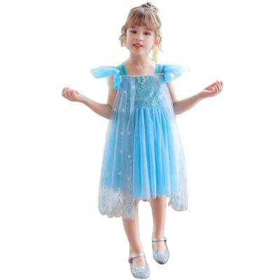 China Breathable Europe and America style girl party dress children wedding ice princess series girl dress for sale