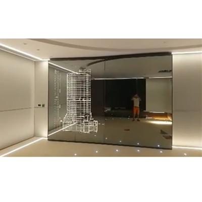 China Automated automatic interior 4 panels tempered glass partition frameless sliding doors for office for sale