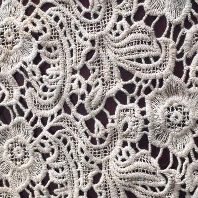 China Up To 9 Colors Thread 3D Embroidery Fabric Sustainable White Lace Embroidered 3D Lace for sale