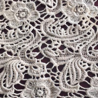 China Viable 3D Flower Hollow Casual Lace Trim Embroidery Jacquard Embroidery Fabric for sale