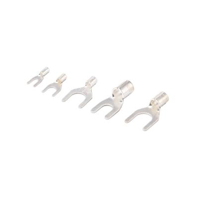 China Connect ENVI UT Type Tinplate Copper Brass Fork Non-Insulated Cold Pressed Spade Terminals Crimp Lug Terminals for sale