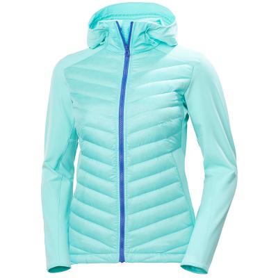 China Waterproof custom softshell and lightweight goose down hybrid jacket for women for sale