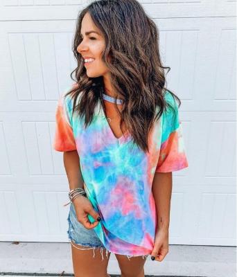 China Plus Size Wholesale 2021 New Summer Style Tie Dyed Short Sleeve T-Shirt for sale