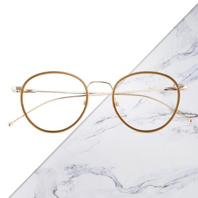 China Factory Supply Vintage Acetate Women Glasses Frame Optical Glasses Frame Female Round Metal Optical Eyewear Prescription Glasses Wholesale for sale