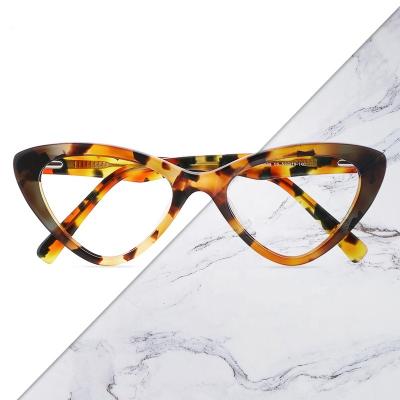 China NEW Fashionable Cat Eye Optical Female Prescription High Quality Women's Glasses Acetate Prescription Glasses Custom Fashionable Ladies Eyewear for sale