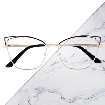 China Factory direct supply Cat Eye Women Eyeglasses Frame Metal Eyewear from factory wholesale cheap female fashionable unusual optical luxury glass for sale