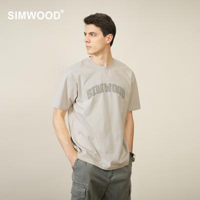 China The breathable logo of the T-shirt of the new summer men of Simwood printed 300g The loose neck of the cotton o The top that of high quality cut in loose letter washed printing parts in t of men for sale