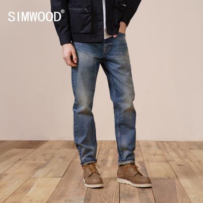 China SIMWOOD Viable 2022 Spring New Regular Straight Vintage Mens Cotton Denim Pants 100% Casual Zipper Plus Size Brand Clothing for sale