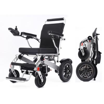 China Aluminum Alloy Portable Power Wheelchair Aluminum Folding Lightweight Foldable Electric Wheelchair For Handicapped for sale