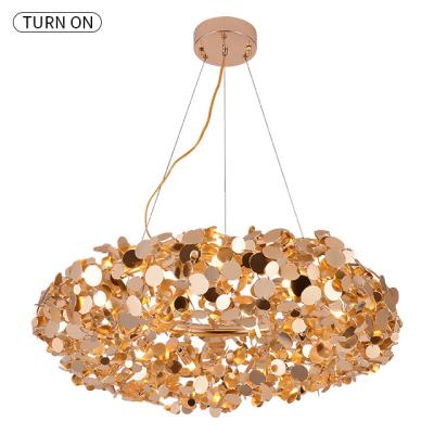 China Brown Modern Post Modern Luxury Nordic Chandelier Round Shape Design Living Room Ceiling Lamp Brown Pendant Lamp for Retail Shop and Bar for sale