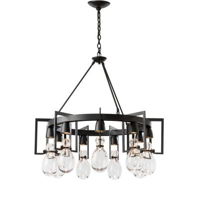 China Hot Sale Contemporary Black Solid Iron Glass Bottle Ceiling Pendant Lamp Chandelier Attic Light For Corridor Lobby Warehouse for sale