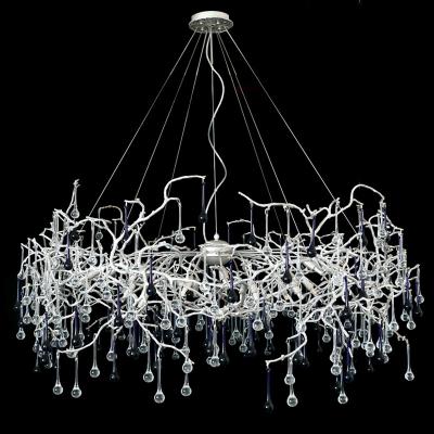 China New Design Modern Water Drop Large Crystal Copper Lighting Luxury Long Foyer Around Staircase Crystal Ring Chandelier Pendant Lamp Villa for sale