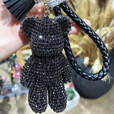 China Wholesale Car Pendant Key Chain Bear Full Drill Plush Cartoon Pendant Decoration Handmade Creative Key Chain Bag for sale