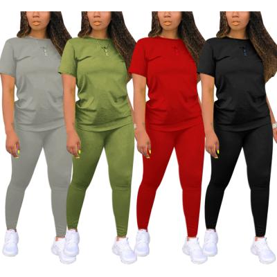 China Breathable FS1725D Plus Size Women Dressing Solid Colors Two Piece Sets Lounge Wear Sets for sale