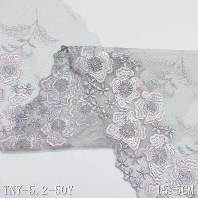 China African lace fabric 15.5cm embroidery viable lace floral aqua trim lace for sale