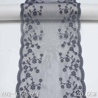 China Vintage Tulle Lace Fabric 21cm Wide High Quality Viable Embroidered Bra Lace Trim Underwear Fabric for sale