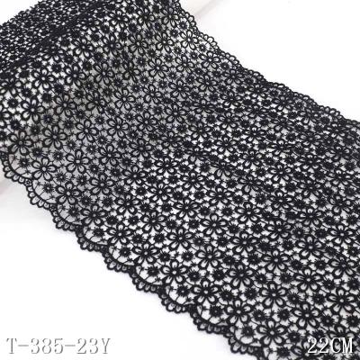 China Wholesale Viable Black Guipure Lace 22cm Chemical Trim 3d Lace Fabric for sale