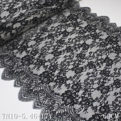 China Durable 60cm Black Mesh Lace Polyester Fabric Large Areas Of Fabric Eyelash Lace Wedding Dress for sale