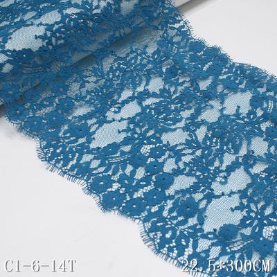 China Sustainable Blue Nylon Microphone Trim Eyelash Manufacturers 22cm Silk Eyelash Lace for sale