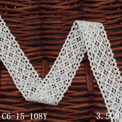 China Cotton Eyelet Lace Trim 3.5cm Viable White Venice Cluny Narrow Trim For Garment for sale