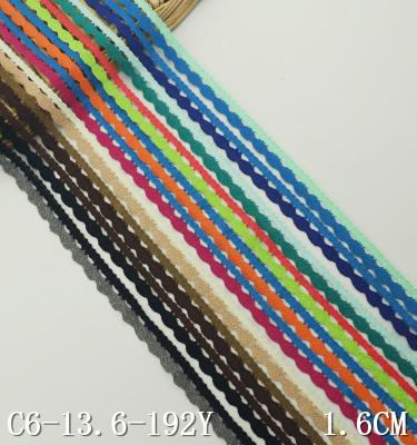 China Sustainable Narrow Cotton Trim 1.5cm Wide Two-Color Cluny Crochet Lace for sale