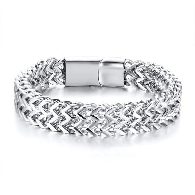 China TRENDY Classic Men's Bracelets Franco Chain Link Bracelet Stainless Steel Double For Jewelry CHRISTIAN Bracelets, Men's Bracelets L&A 22cm for sale