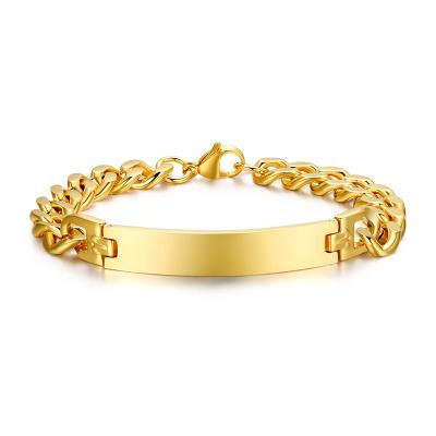 China Cuban Chain Bracelet Chunky Stainless Steel Id Initial TRENDY Gold Bracelet for sale