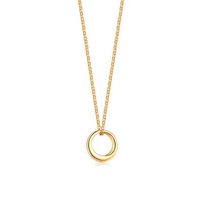 China TRENDY Simple Style Fashion 18k Gold Plated Jewelry Womens Stainless Steel Round Pendant Necklace for sale