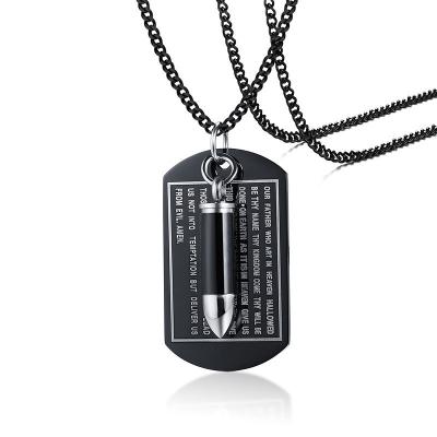 China FASHIONABLE Hot Selling Jewelry Stainless Steel Bullet Religious Black Plated Pendant Necklace for sale