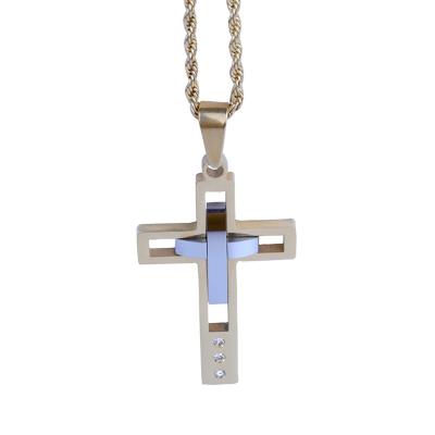 China Religious Men's Necklace Stainless Steel Square Cross Pendants Synthetic Cross Pendants for sale