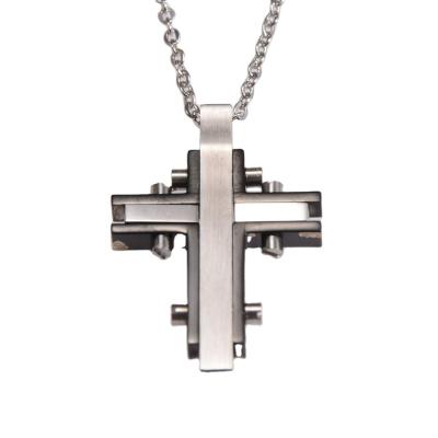 China Other Simple Italian Style Stainless Steel Small Cross Pendant Necklaces For Party With Multiple Studs for sale