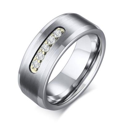 China FASHIONABLE Quality Comfort Fit Meteorite Tungsten Carbide Wedding Band Shiny Polished Silver Rings for sale