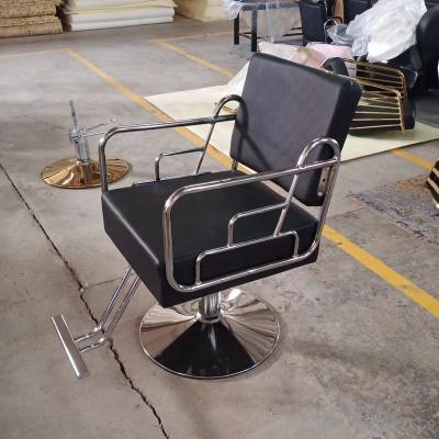 China Factory Wholesale Modern Chrome Round Low Black Metal Salon Chair Barber Chair Hairdressing Salon Furniture for sale