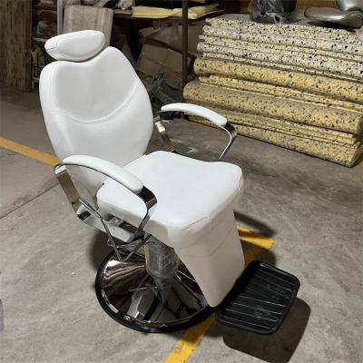 China Latest Hot Sale Modern Fashion Design White Luxury Barber Chair Beauty Salon Equipment for sale