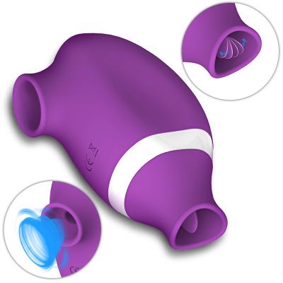 China Adult Silicone+ABS Stimulation Clit Sucker Double Nipples Massage Sucking Licking 2 in 1 Clitoris Vibrator Oral Toys for Women for sale