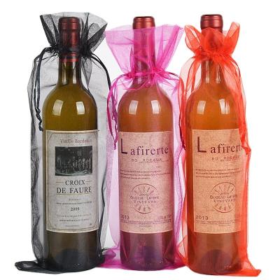 China Organza Wedding Organza Wine Covers Packaging Bags Assorted Colors Mesh Wine Bottle Gift Pouches Pure Reusable for sale