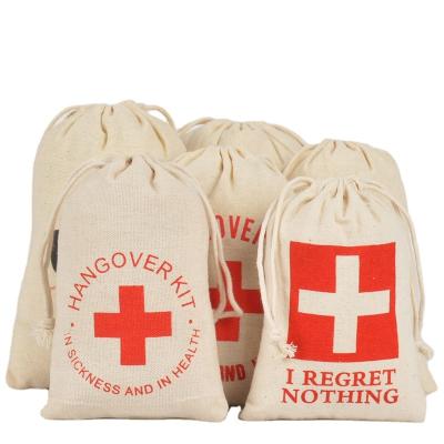 China Recyclable High Quality Travel Home Treatment Kit Bag With Drawstring Hangover Red Cross First Aid Cotton Portable Bag Case Recyclable for sale