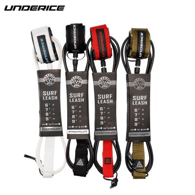 China UNDER THE ICE Comp unisex premium black surf leg rope. quality surfboard leash 6mm 6ft/7ft for sale